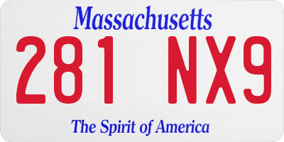 MA license plate 281NX9