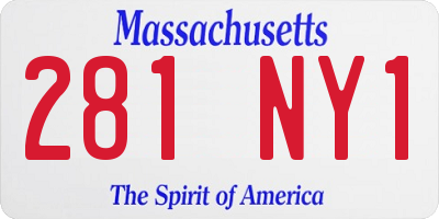 MA license plate 281NY1