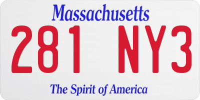 MA license plate 281NY3
