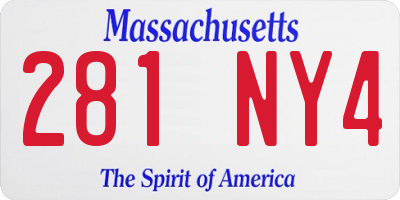 MA license plate 281NY4