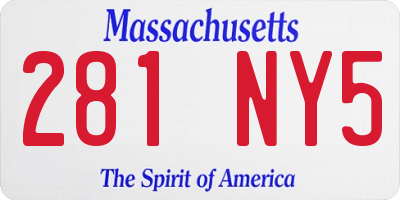 MA license plate 281NY5