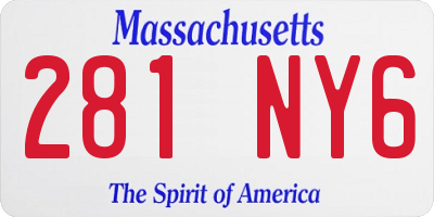 MA license plate 281NY6