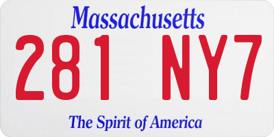 MA license plate 281NY7
