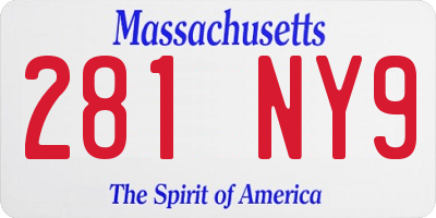 MA license plate 281NY9