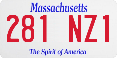 MA license plate 281NZ1