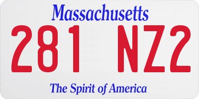 MA license plate 281NZ2