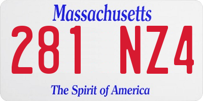 MA license plate 281NZ4