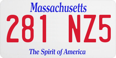 MA license plate 281NZ5