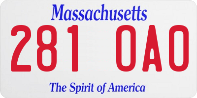 MA license plate 281OA0