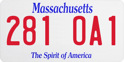 MA license plate 281OA1