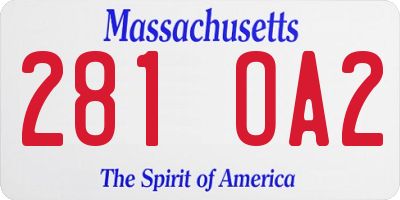 MA license plate 281OA2