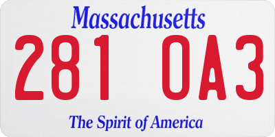 MA license plate 281OA3