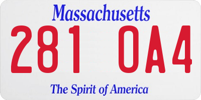 MA license plate 281OA4