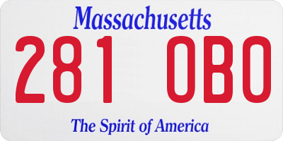 MA license plate 281OB0