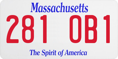 MA license plate 281OB1