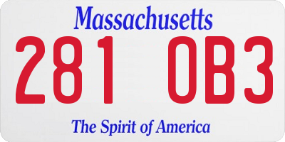 MA license plate 281OB3
