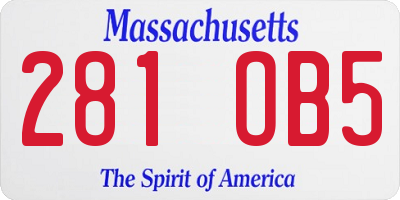 MA license plate 281OB5