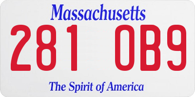 MA license plate 281OB9