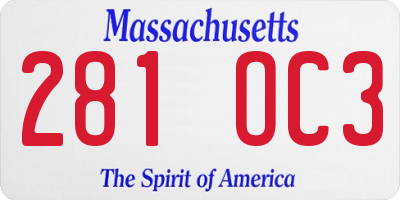 MA license plate 281OC3