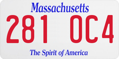 MA license plate 281OC4