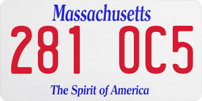 MA license plate 281OC5
