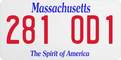 MA license plate 281OD1
