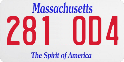 MA license plate 281OD4