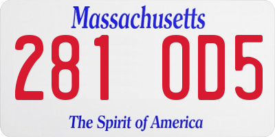 MA license plate 281OD5