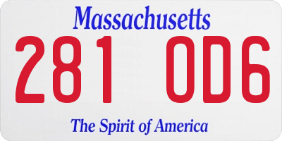 MA license plate 281OD6