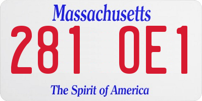 MA license plate 281OE1