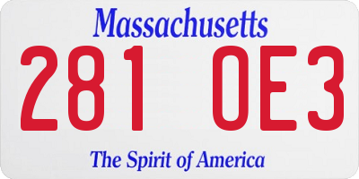 MA license plate 281OE3