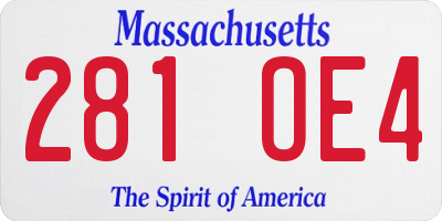 MA license plate 281OE4