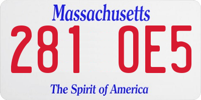 MA license plate 281OE5