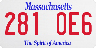 MA license plate 281OE6