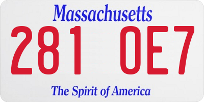 MA license plate 281OE7