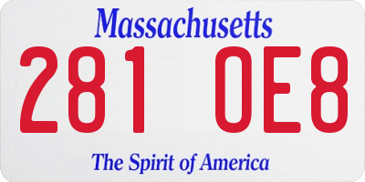 MA license plate 281OE8