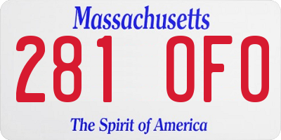 MA license plate 281OF0