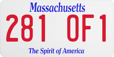 MA license plate 281OF1