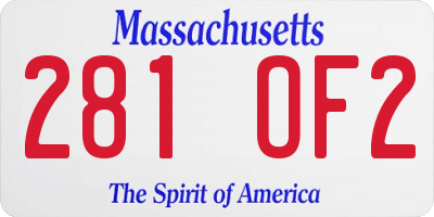 MA license plate 281OF2
