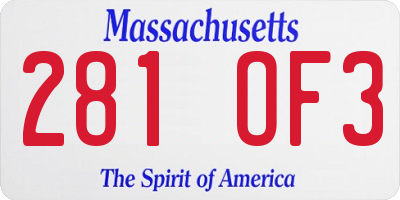 MA license plate 281OF3