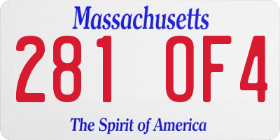 MA license plate 281OF4