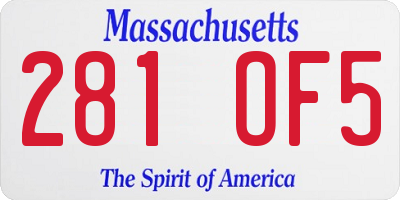 MA license plate 281OF5