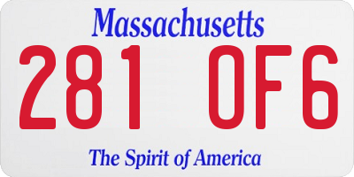 MA license plate 281OF6