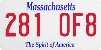 MA license plate 281OF8