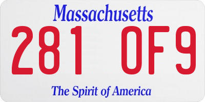 MA license plate 281OF9