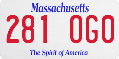 MA license plate 281OG0