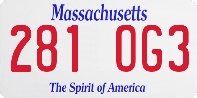 MA license plate 281OG3