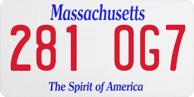 MA license plate 281OG7
