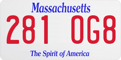 MA license plate 281OG8
