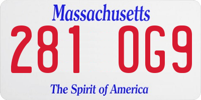 MA license plate 281OG9
